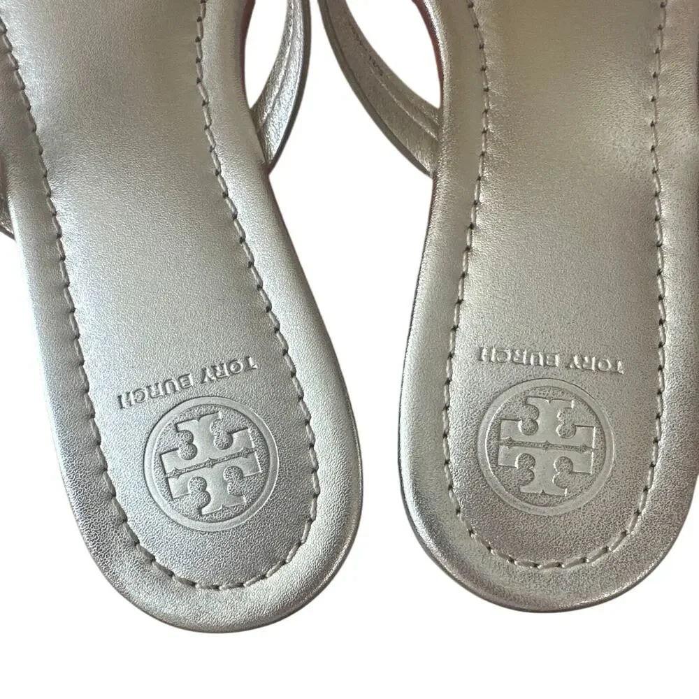 Tory Burch Miller Embellished Sandals Spark Gold 7.5 Metallic Thong